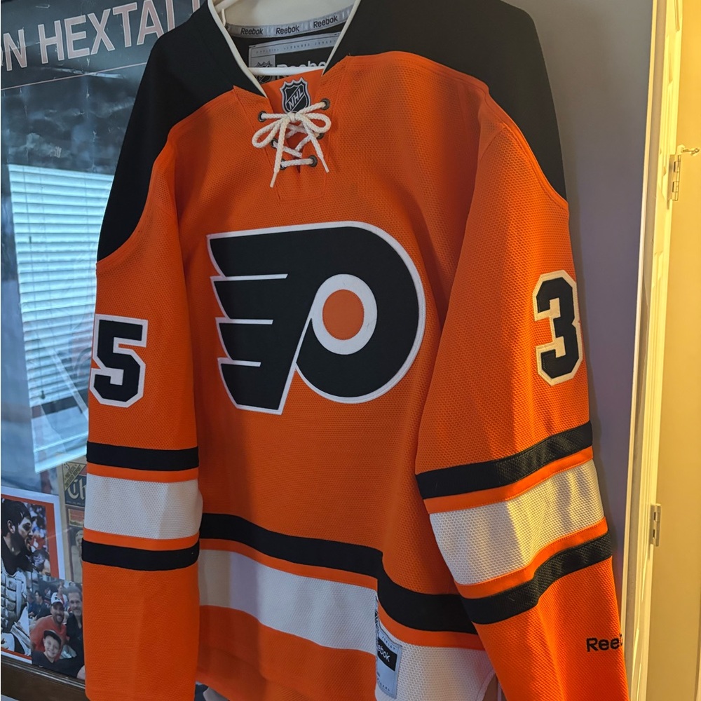Steve Mason Philadelphia Flyers Reebok Black and Orange Licensed Jersey
